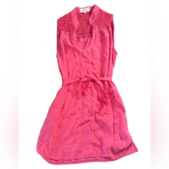 Bella Dahl Anthropologie Belted Mini Smock Dress Havana Pink Size XS Preppy Boho - Picture 11 of 11